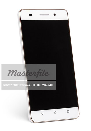 Modern touch screen smartphone with black screen isolated on white background with clipping path