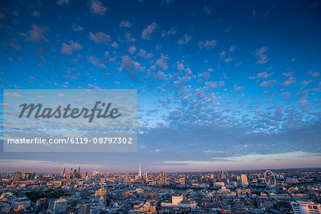 A view of London and the River Thames from the top of Centre Point tower including The Shard, Tate Modern and Tower Bridge, London, England, United Kingdom, Europe