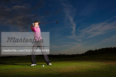 Man playing golf, Sweden.