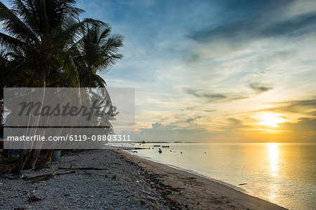 Public beach at sunset, Funafuti, Tuvalu, South Pacific