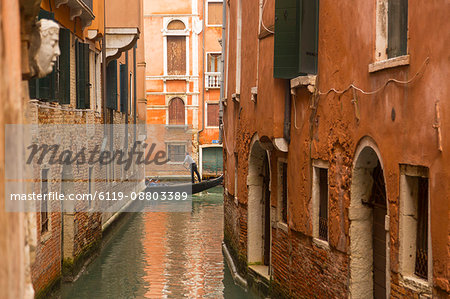 Canal and gondolier, Venice, UNESCO World Heritage Site, Veneto, Italy, Europe