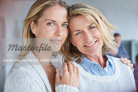 Portrait smiling mother and daughter