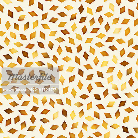 Vector Seamless Golden Shades Gradient Rhombus Shape Jumble Pattern. Abstract Geometric Background Design
