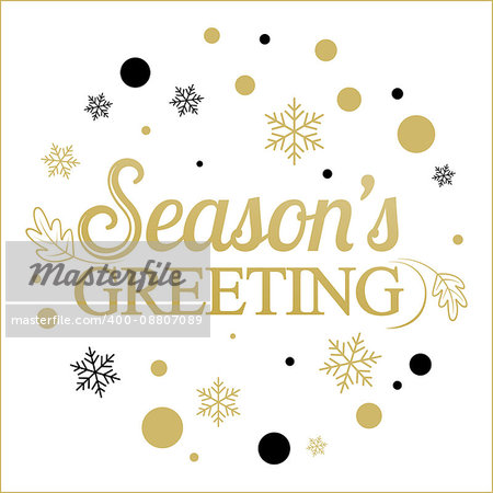 Vector gold seasons greetings card design.Vintage card for holidays.