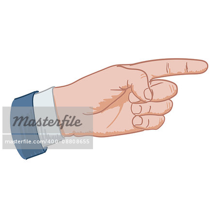 hand sign pointing hand drawing on a white background