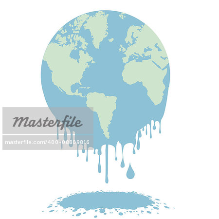 minimalistic illustration of a melting earth, global warming concept, eps10 vector