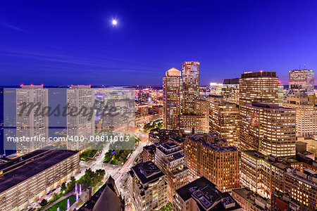 Boston, Massachusetts, USA financial district cityscape.