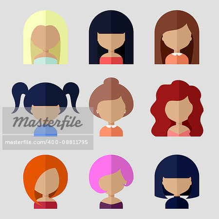 Colorful Avatars Icons Set in Flat Style