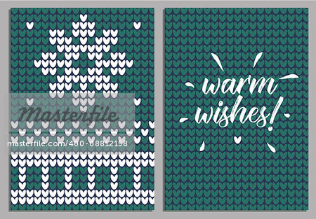 Vector Illustration of Knitted Sweater Greeting card for Design, Website, Background, Banner. Christmas Flyer Template. Holiday Winter gift tags.