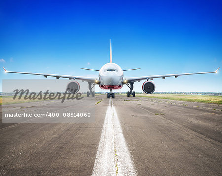 airliner on a runway ready for take off