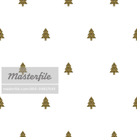 Merry Christmas holiday seamless vector pattern. Gold glitter christmas eve on white background.