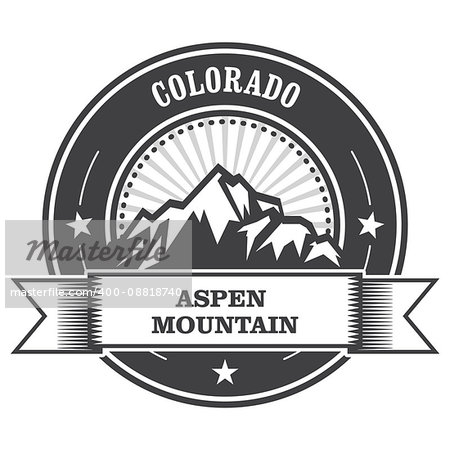 Aspen, Colorado - mountain peak round stamp