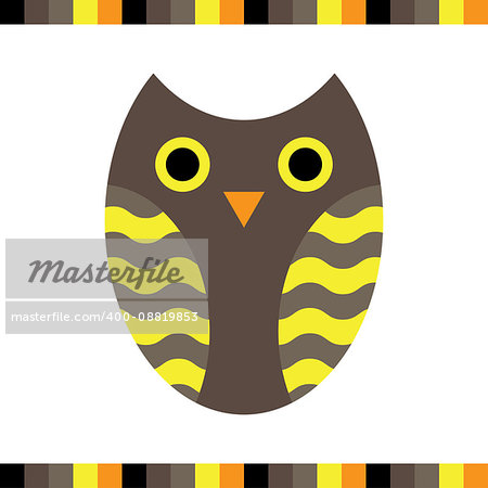 Owl stylized icon warm colors. Vector illustration