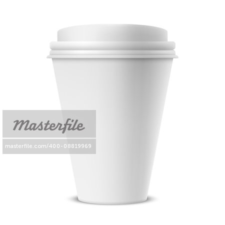 Blank white paper coffee cup. Branding mockup or template object