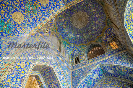 Ceiling of entrance portal in Isfahan blue, Imam Mosque, UNESCO World Heritage Site, Isfahan, Iran, Middle East Ceiling of entrance portal in Isfahan blue, Imam Mosque, UNESCO World Heritage Site, Isfahan, Iran, Middle East