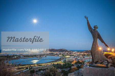 Statue of Saint Francis of Assisi overlooking Cagliari, Masua, Sardinia, Italy