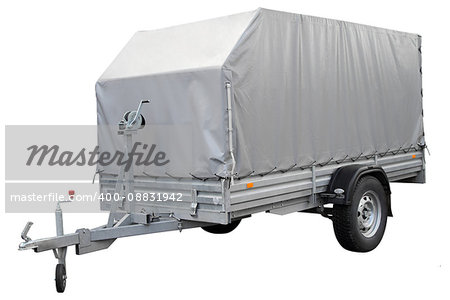 Car trailer, isolated on a white background.