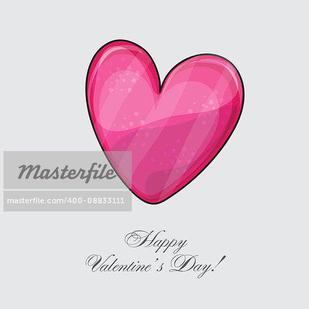 Red heart classic valentines day card vector illustration