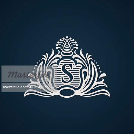 Calligraphic flourishes Luxury Logo template elegant ornament. Business sign, monogram, emblem for Hotel, restaurant, Royalty boutique cafe, heraldic, Jewelry Fashion. Vector illustration