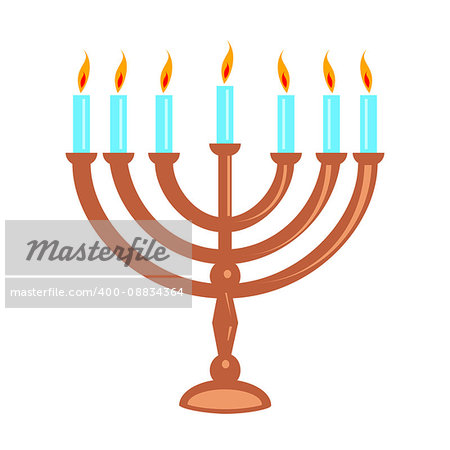 Jewish menorah isolated on white. Symbol holiday Hanukkah.