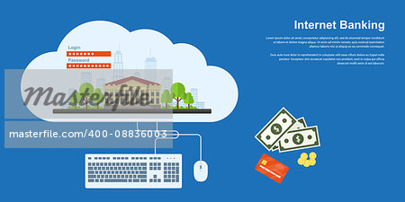 flat style banner for online banking, online payment concept