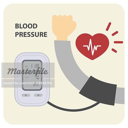 Digital electronic blood pressure monitor and hand