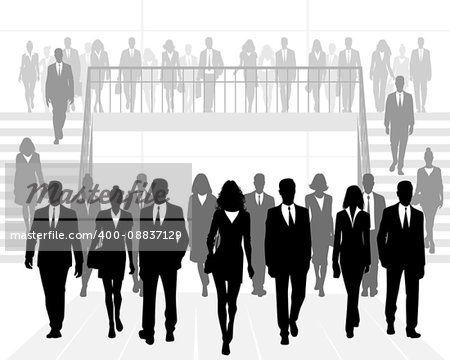 Vector illustration of business people in office