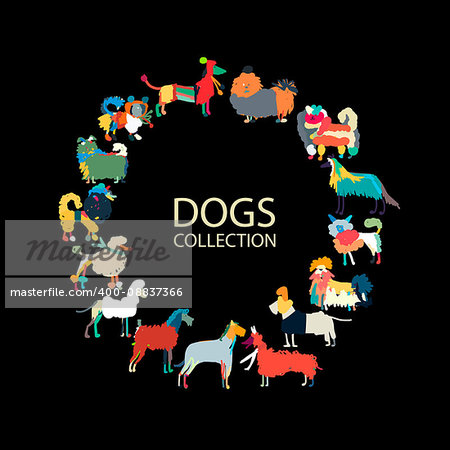 Dogs collection, sketch for your design. Vector illustration