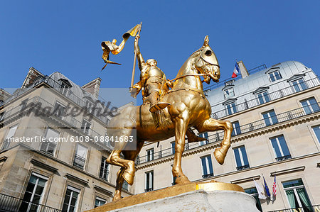 France, Paris. 1st arrondissement. Place des Pyramides. Equestrian statue of Joan of Arc.