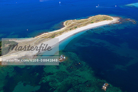 France, Western France, aerial view of Quiberon peninsula. Pointe Conguel.