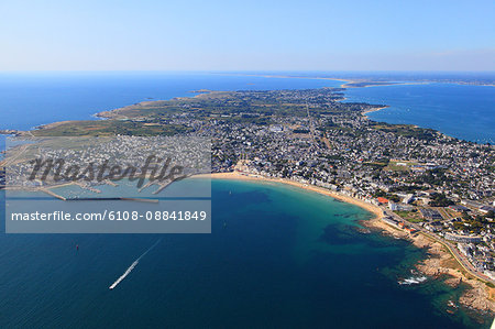 France, Western France, aerial view of Quiberon peninsula. Quiberon.