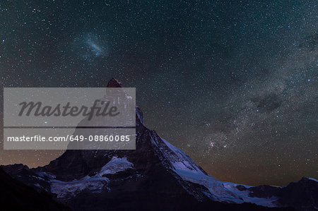 The Matterhorn under starry sky, Zermatt, Switzerland
