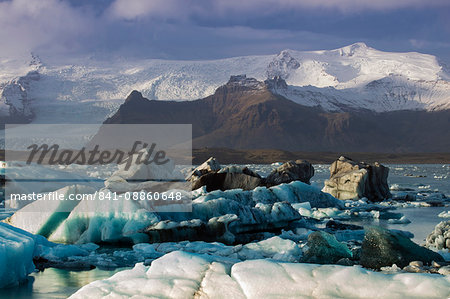 Icebergs in the Jokulsarlon glacial lake in Vatnajokull National Park in southeast Iceland, Polar Regions
