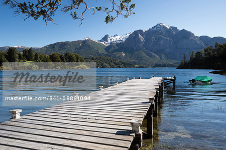 Pier and Andes on Lago Perito Moreno, Llao Llao, near Bariloche, Nahuel Huapi National Park, Lake District, Argentina, South America Pier and Andes on Lago Perito Moreno, Llao Llao, near Bariloche, Nahuel Huapi National Park, Lake District, Argentina, South America