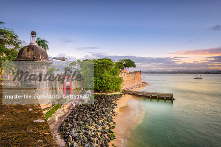 San Juan, Puerto Rico Caribbean coast along Paseo de la Princesa.