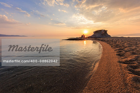 beautiful kakoudia beach at sunset. Ierissos Grecce