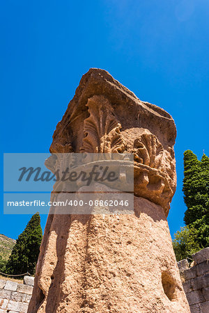 Pillar ruins at Ancient Messini, Messinia at Peloponnese, Greece