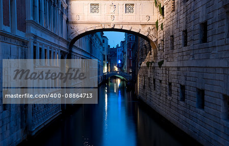 Ponte dei Sospiri in Venice at dusk, Italy