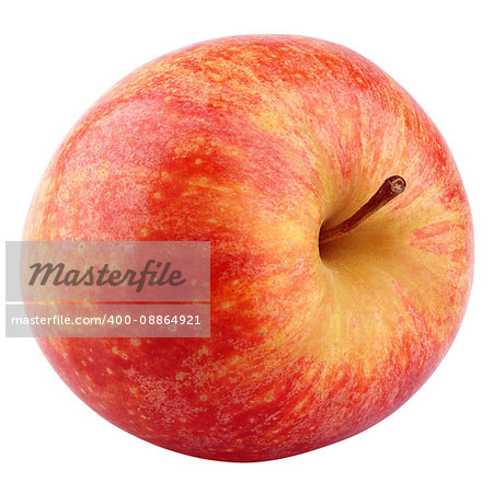Single fresh red yellow apple isolated on white background with clipping path