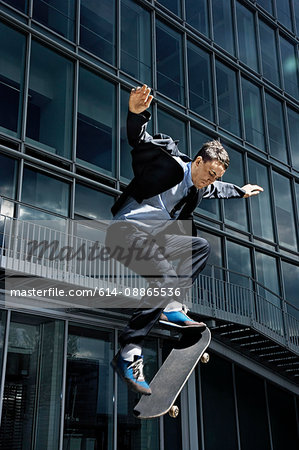 Skateboarder showing off his skills