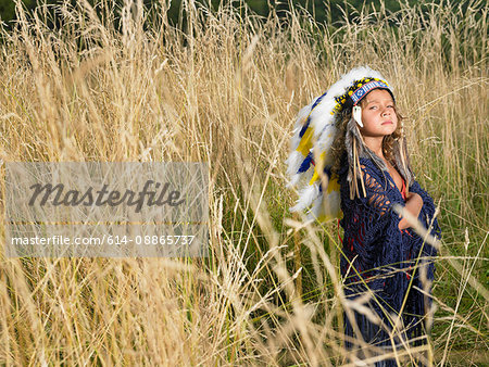 Girl dressed up as north american indian