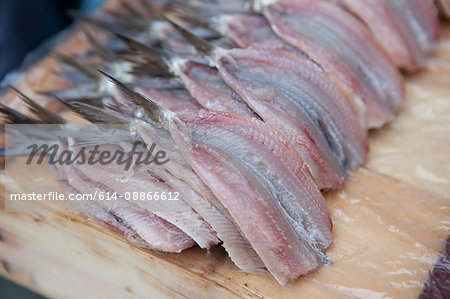 gilled sardines on fishmarket