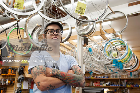 Portrait of Woman working in Bike Store
