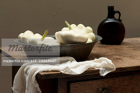White squash on rustic table