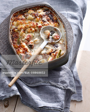 Dish of gnocchi with tallegio and figs