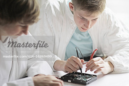 Students working in science lab