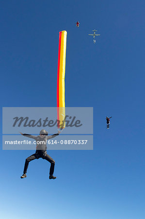 Woman skydiving with parachute