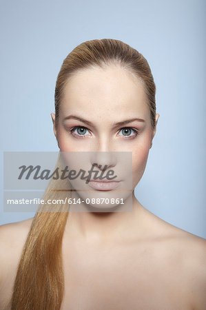 Close up of woman's serious face