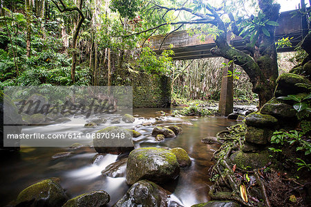 Bridge over rocky river