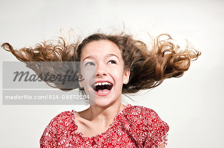 Girl with windswept hair